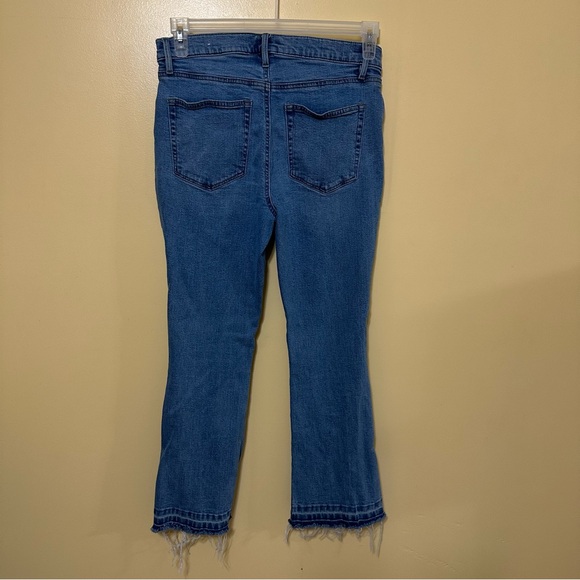 Loft Blue Flare Crop Jeans Women's Size 6 Raw Hem Ankle Denim - Picture 3 of 5